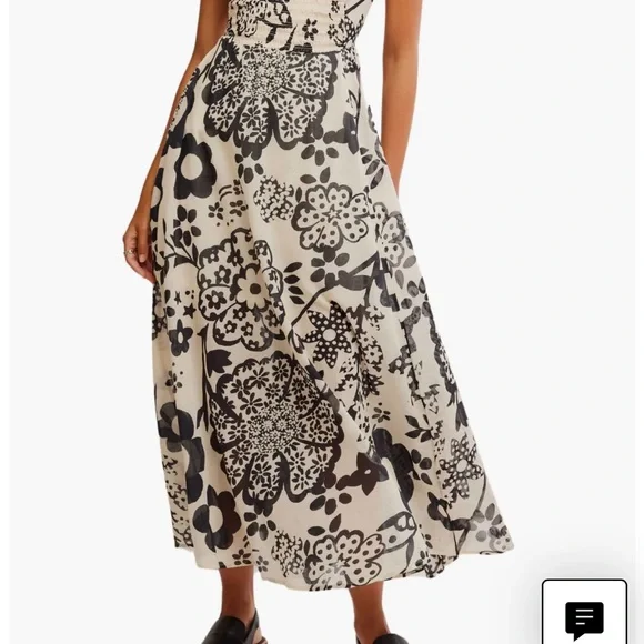 NWT Free People Ultraviolet Floral Black and White Maxi Dress - Picture 4 of 7